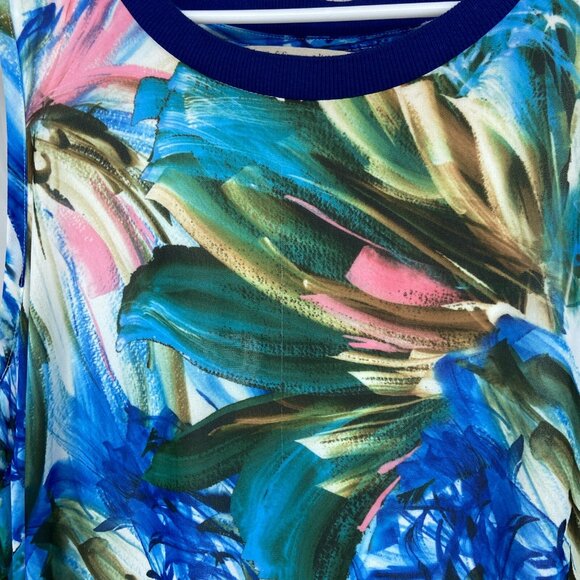 Soft Surroundings Women PXL Penelope Maxi Dress Tropical Sleeveless Floral Palm - Picture 3 of 9